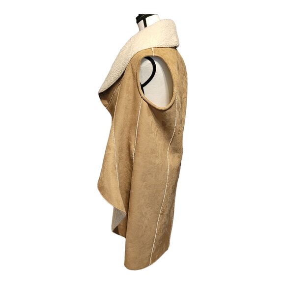 Anthropologie Dolan Vest Size Small 3/4 Length Faux Suede Sherpa Lined - Picture 2 of 9